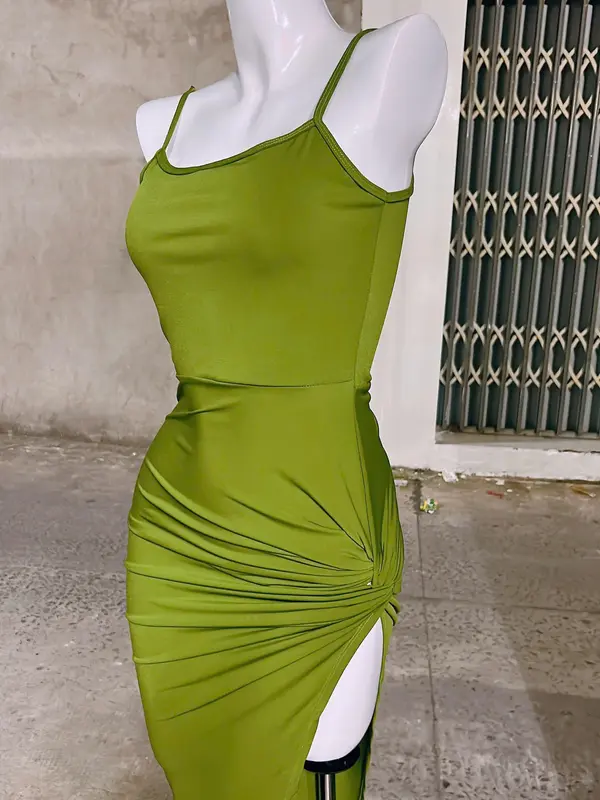 ĐẦM 2 DÂY CÓ MUST XẺ TÀ XOẮN (40kg-55kg), chất thun ladong mềm mịn Nữ Women Dress Voi Kem Màu Đen Voan 7