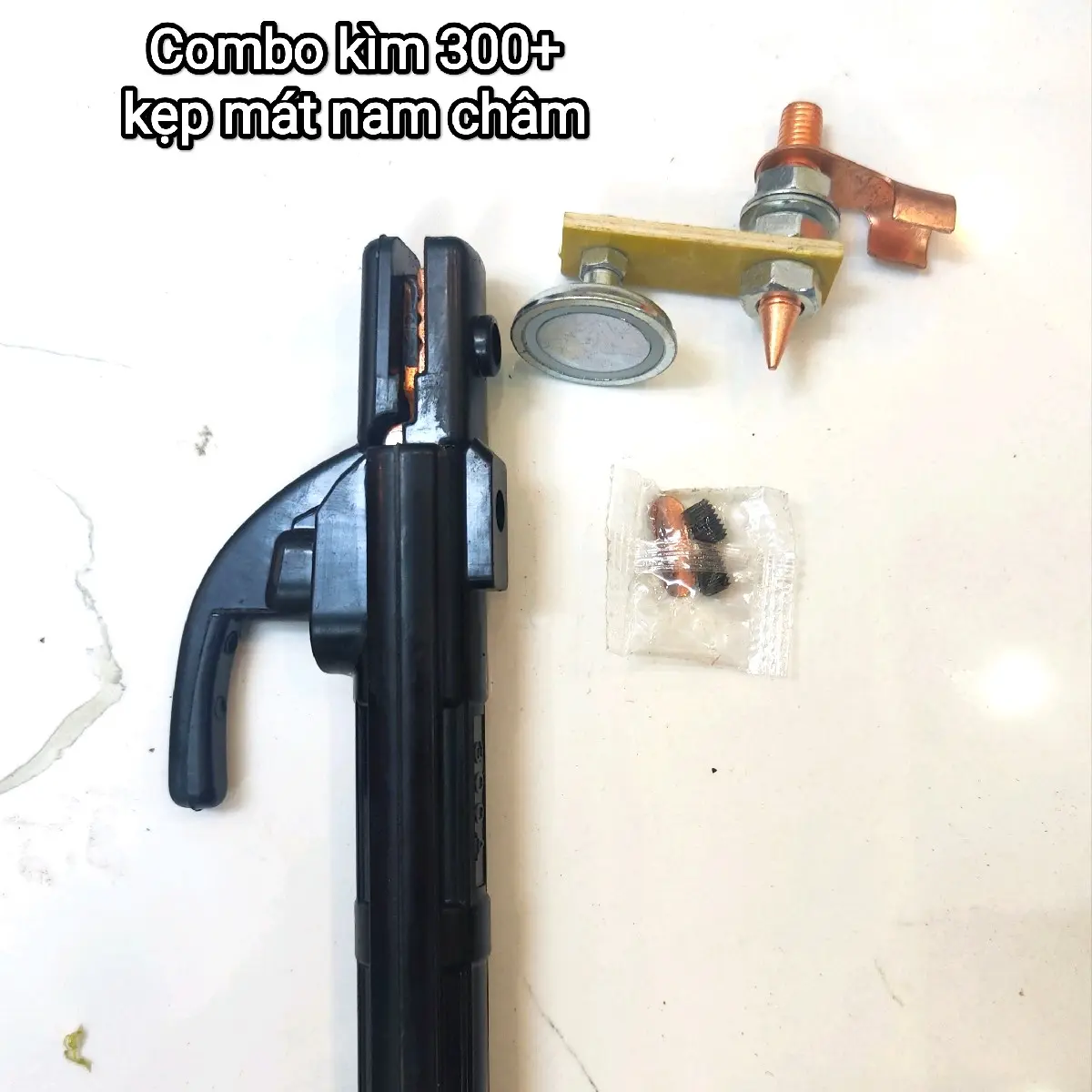 Combo 01 kẹp hàn 300a+01 kẹp mát nam châm đơn