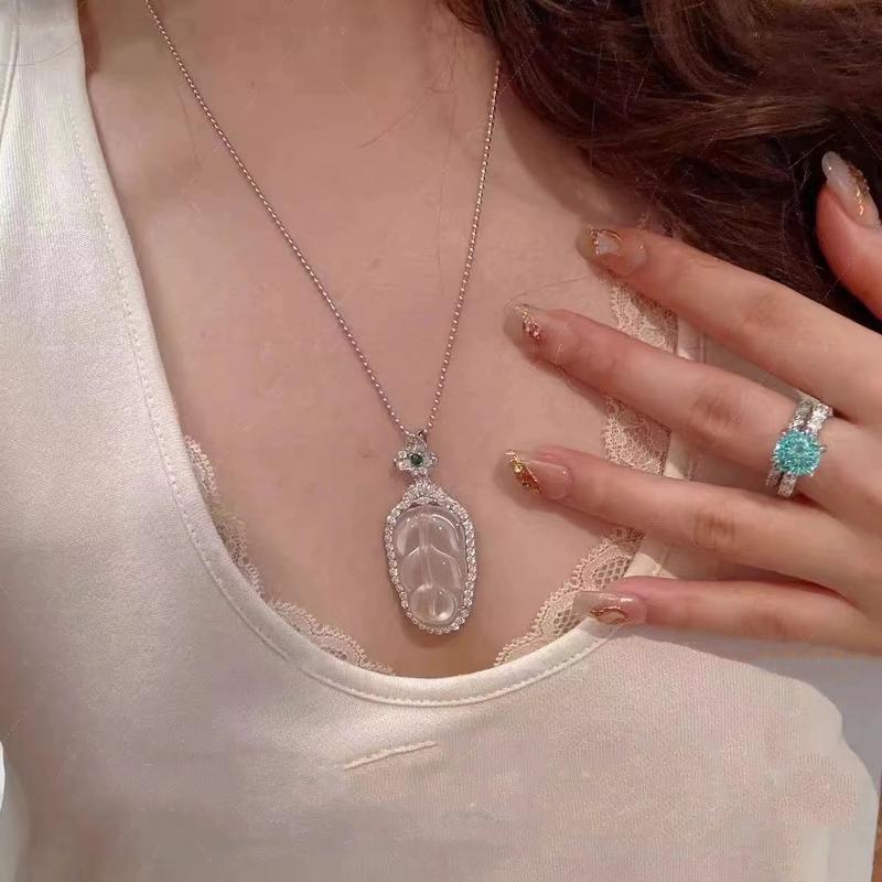 Sản phẩm mới!Vòng Cổ Lá, Phong Cách Đông Lạnh, Kim Cương Giả Tinh Chế, Phong Cách Sang Trọng Giá Cả Phải Chăng Mặt Dây Chuyền Kết Cấu Độc Đáo Cao Cấp 2