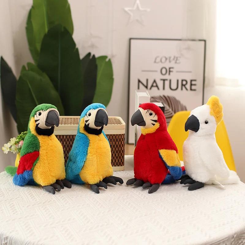 Product Introduction of 25CM Lifelike Bright Colorful Parrot Plush Toys Soft Simulation Wild Animals Stuffed Bird Doll Children Kids Gift Home Decor 20