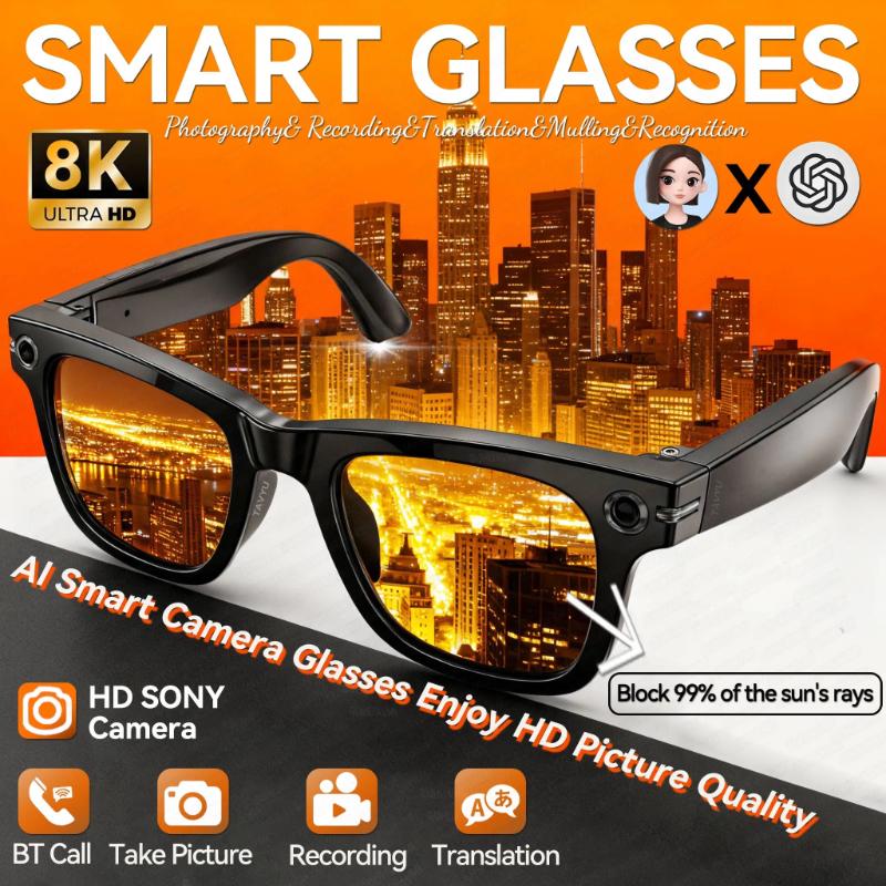 AI Smart Glasses HD 4K 800W Camera Video Outdoor Sport Hiking Sunglasses ChatGPT Office Translate Bluetooth Call Music glasses - Image 3