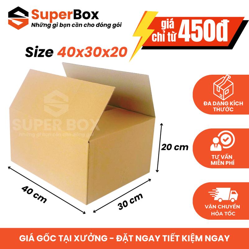 40x30x20 hộp carton đóng hàng Super Box thùng bìa carton đóng gói hàng hóa giá rẻ