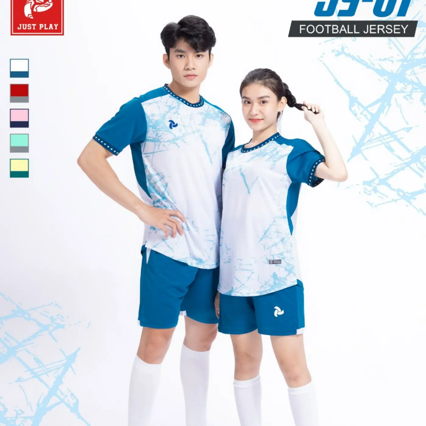 Bộ Quần Áo Đá Banh Chính Hãng Không Logo JUSTPLAY JS 01 - Chất Vải Thấm Hút, Thoát Nhiệt Nhanh, Co Giãn Tuyệt Đối( Nhận In Từ 1 Bộ) Top Sport Thun