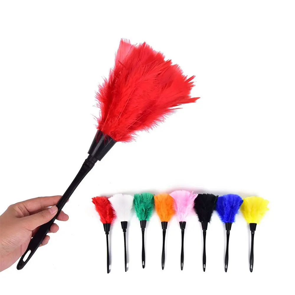 Handhold Anti-static Car Washer Turkey Feather Duster Cleaner Home Cleaning Plastic Handle