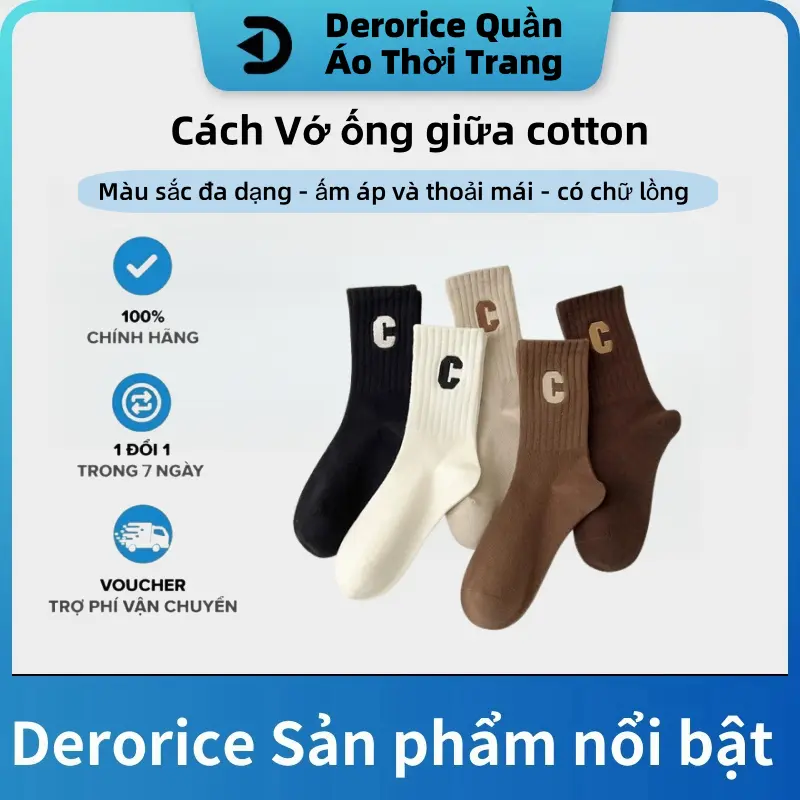 5 Phong cách Vớ ống giữa cotton mới mùa hè Tất Ong cho nữ
