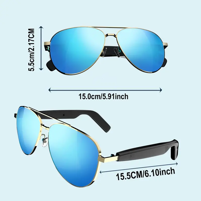 Multifunctional Smart Glasses, Touch Control Smart Sunglasses, Fashionable Bluetooth-compatible Smart Glasses, Gift for Men & Women, Wearable 1