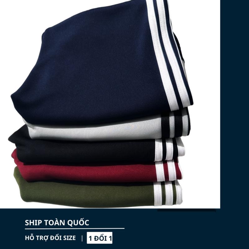 Quần dài thể thao 3 sọc suông nữ ống rộng  chất thun poly 2 da mặt vải đanh mịn độ đàn hồi tốt, quần sọc mặc nhà dạo phố 1
