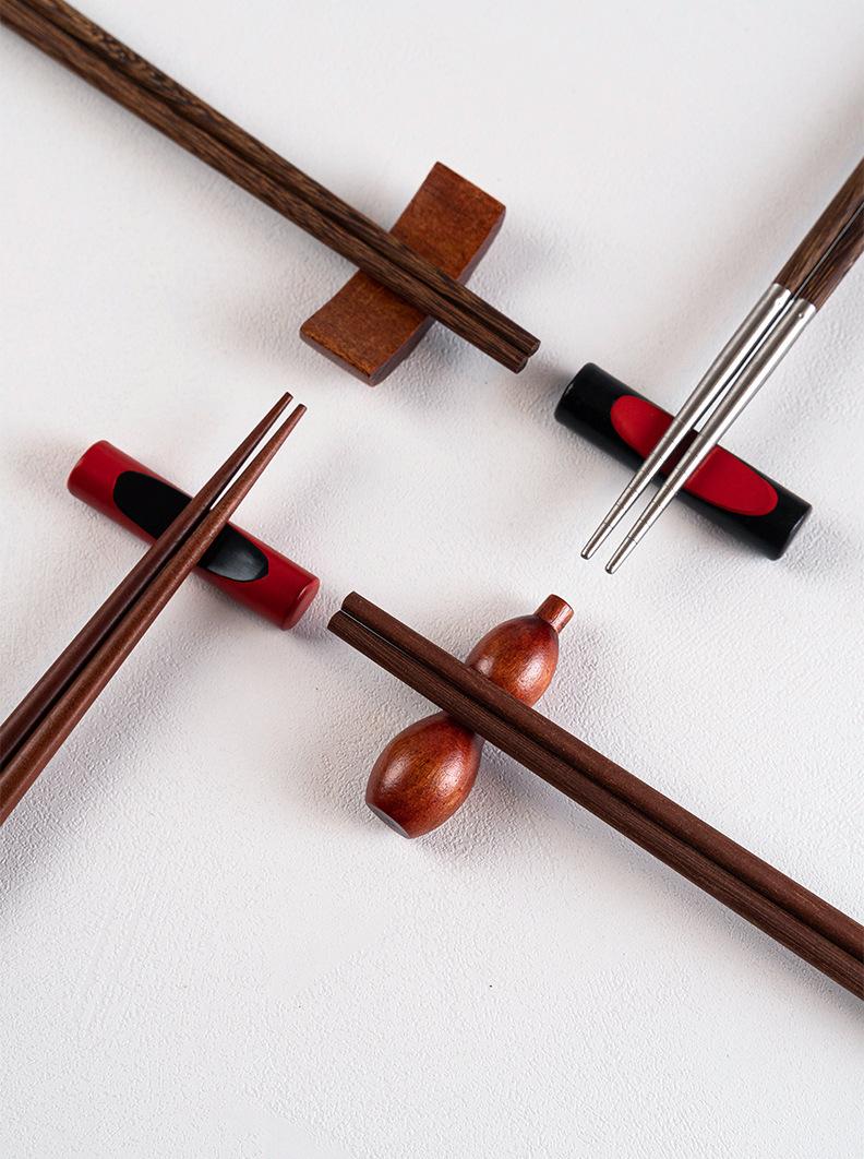 Product Introduction of Clearance!! Japanese Style Wooden Chopstick Holder Tree Leaves Dumbbell Ingot Holder Chopstick Holder 15