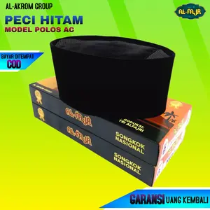 Peci Songkok Kopiah Muslim Motif Hitam Polos AC Untuk Anak dan Dewasa