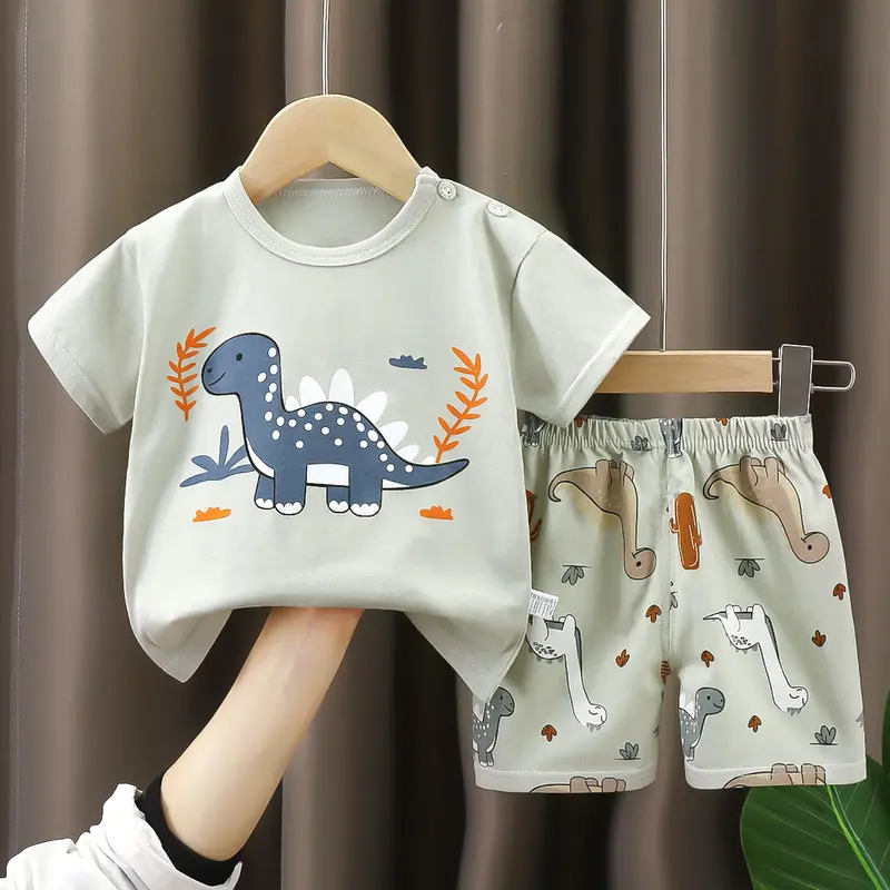 Bộ cộc tay cotton cho bé trai siêu mát, bộ hè bé trai QC "Dautaykids_HN" 0