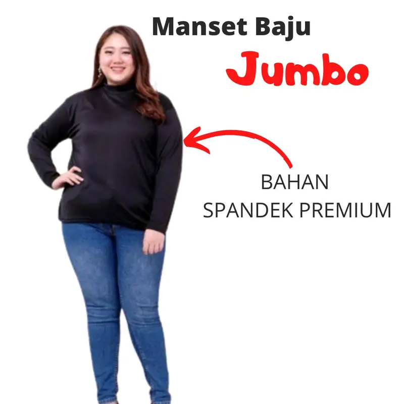 Manset baju Jumbo Lengan Panjang Kerah Turtleneck Dalaman Melar Nyaman Spandex Wanita Lembut Atasan Kaos Polos 0