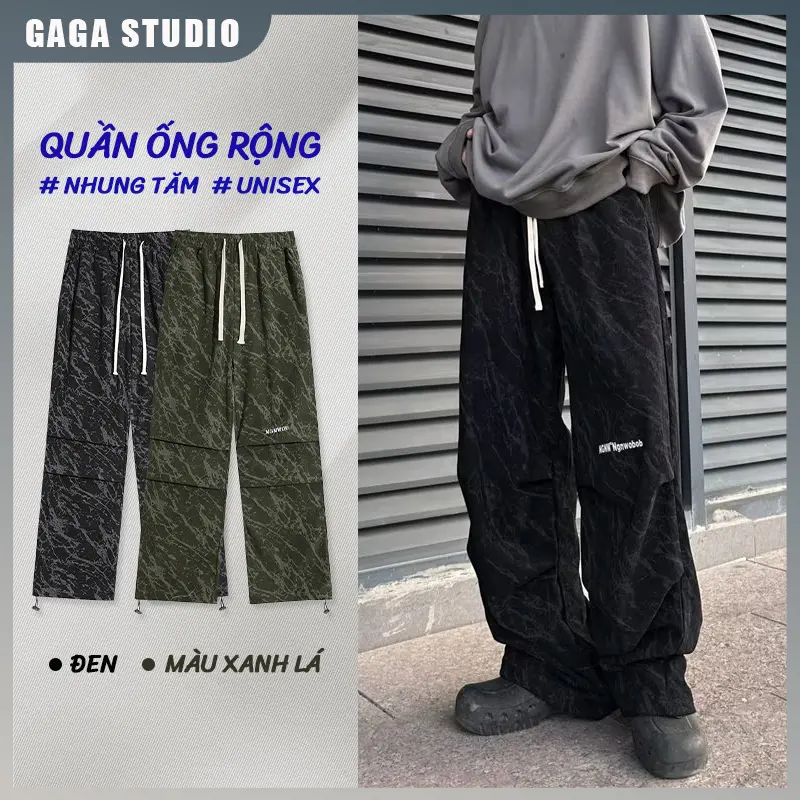 Quần Ống Rộng Nam Hàn Quốc Hoạ Tiết Hiphop Quần Thun Baggy Unisex Menswear Pants