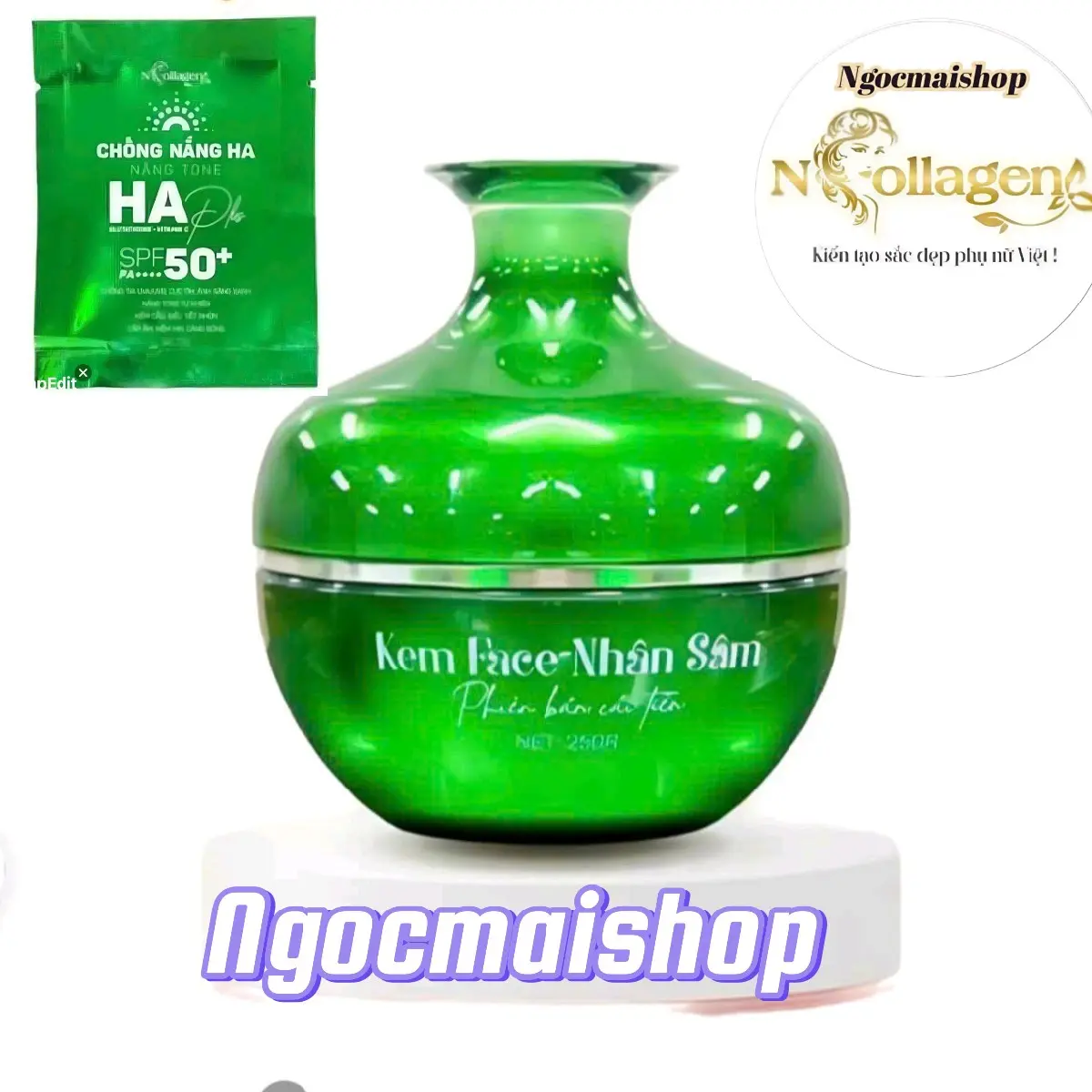 Kem Face Nhân Sâm Xanh Ncollagen hỗ trợ chăm sóc da dầu nám hộp 25g Skincare Nữ Làm Đẹp Da Women Dưỡng Ẩm Da Tre