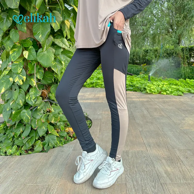 ELIKAH ONE SET Atasan Baju Olahraga Wanita Muslim Oversize ELMA Outer Sport Hijab Kerudung Celana Panjang Hitam Polos Sporty 5