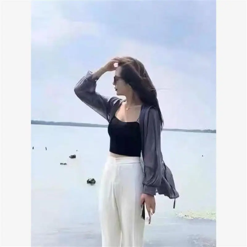 Quần Áo Chống Nắng, Áo Khoác Cardigan Nữ Mùa Hè, Chất Liệu Lụa Lạnh Thoáng Khí, Chống Tia Cực Tím, Dài Tay, Áo Voan Mỏng, Hàng Mới Về 2024 3