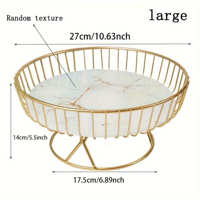 Product Introduction of Fruit Bowl with Marble Base, 1 Count Metal Fruit Basket, Fruit Storage Basket, Fruit Bowl for Kitchen, Living Room, Bedroom Desktop Display & Storage, Organiser 2