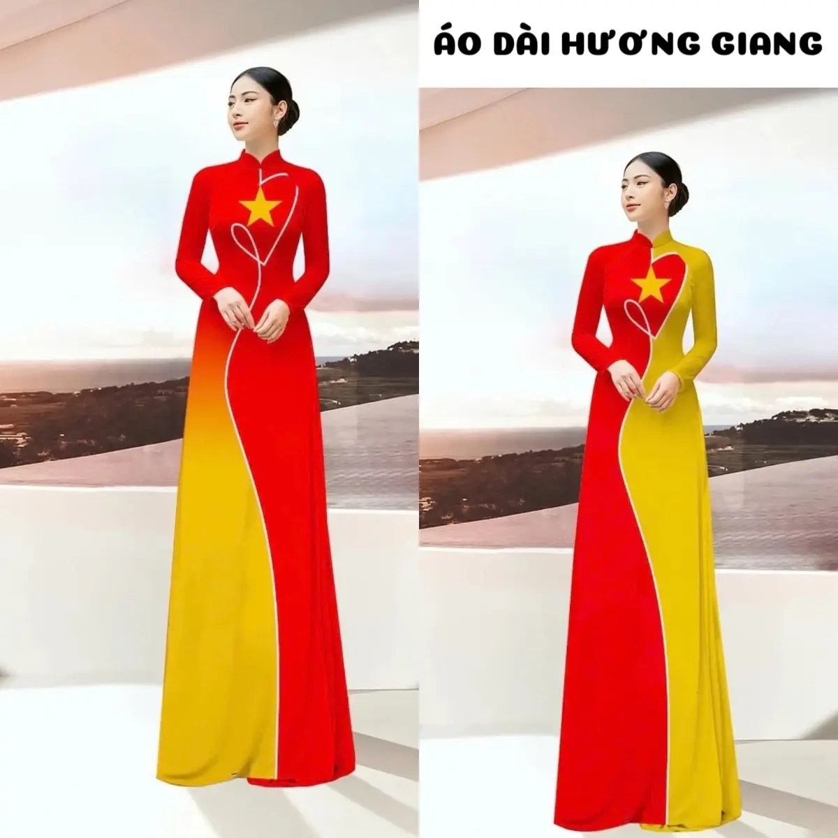 2 mẫu áo dài sao vàng mẫu mới nhất 2025 - Áo Dài Hương Giang-A12- Nữ Women Dress