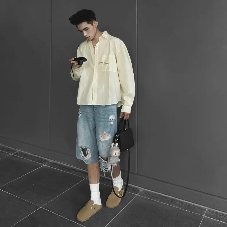 Áo sơ mi dài tay League ODIN CLUB, Áo sơ mi form boxy chất liệu oxford, Local Brand ODIN CLUB Nam Menswear Vàng Shirt 6
