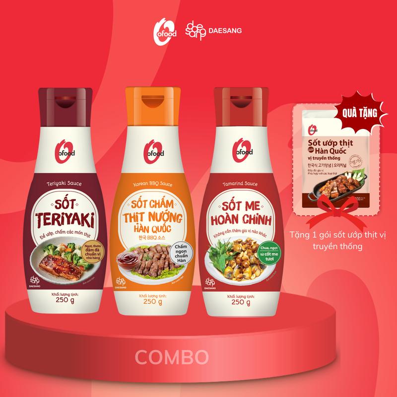 Combo 3 Sốt Đa năng O'food chai 250g _ Sốt chấm thịt nướng & Sốt me hoàn chỉnh & Sốt Teriyaki thơm ngon