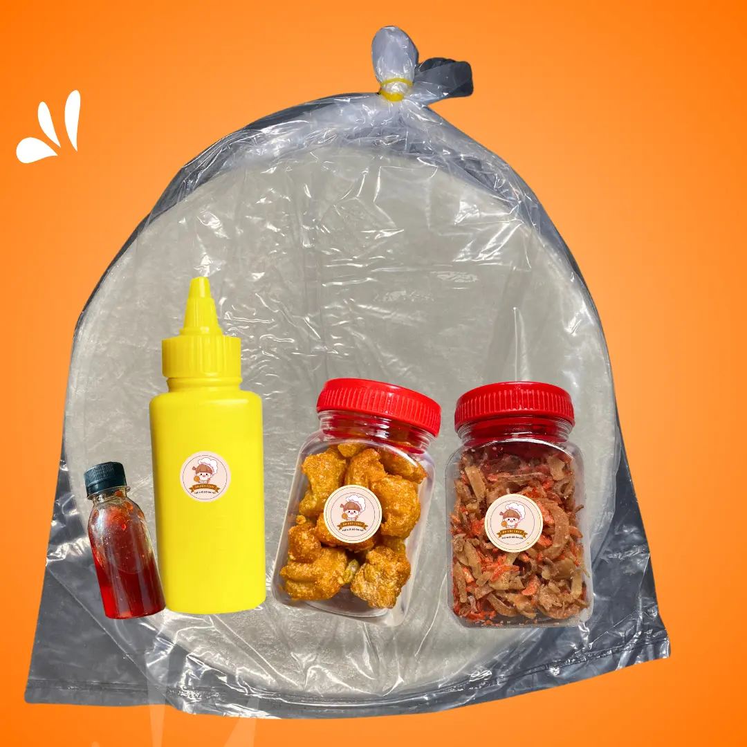 combo bánh tráng 350g tóp mỡ hành phi sốt tắc kèm b.o