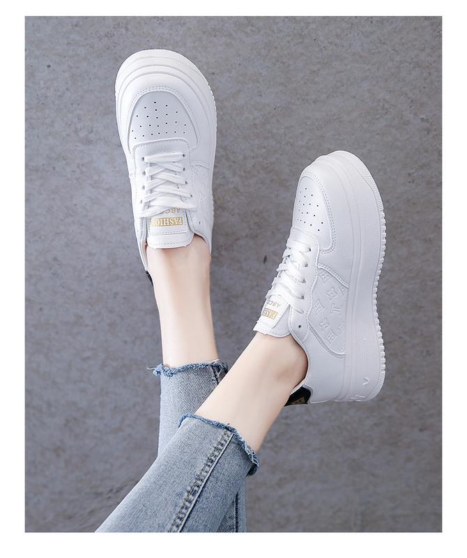 Product Introduction of Platform White Shoes Women's 2024 New Autumn Thin Breathable Sneakers Western Style Leisure Women's Shoes Short Women's White 18