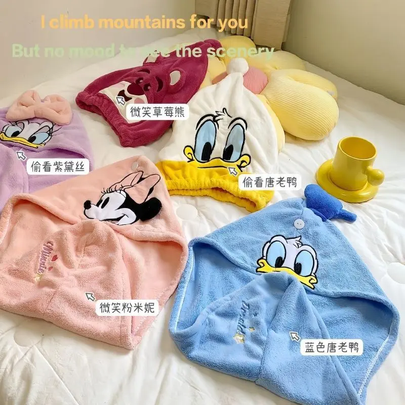 Peeking Donald Duck Series Quick-Dry Hair Cap New Head Wrap Towel Wrap Quick-Dry Hair Towel for Women Cute Shower Cap