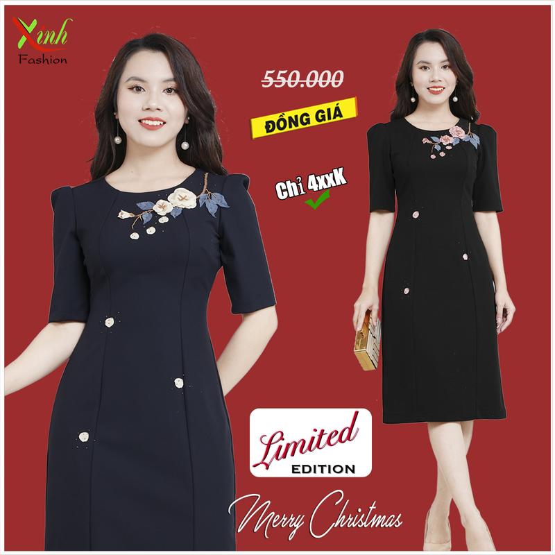 Đầm Suông Tay Lỡ  Kết Hoa Cao Cấp DL912-913 Nữ Dress 2