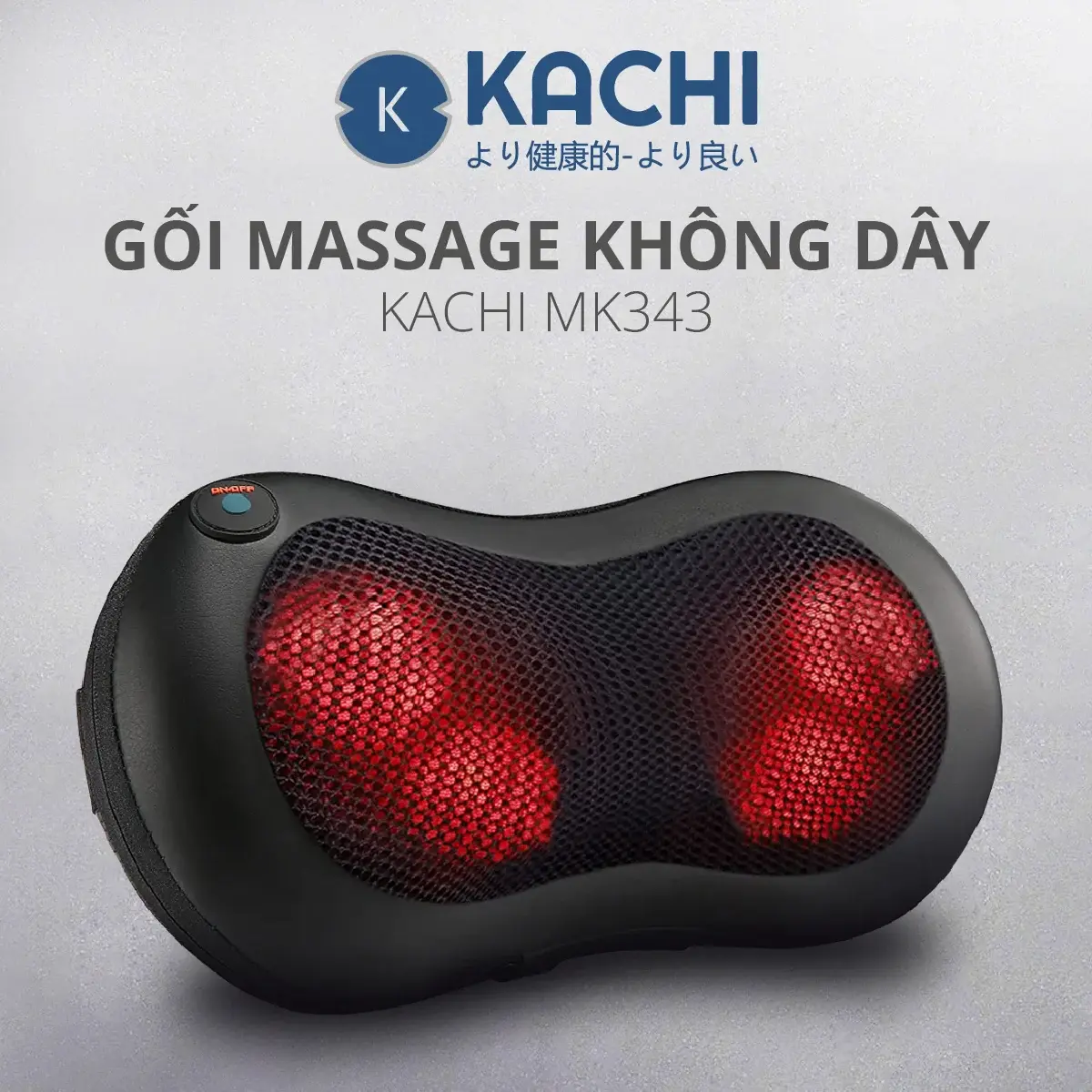 Gối massage không dây Kachi dòng cao cấp MK343 pin 2000mAh nhiệt hồng ngoại tăng lưu thông tuần hoàn máu ht  massager foot  massager ghế  mát