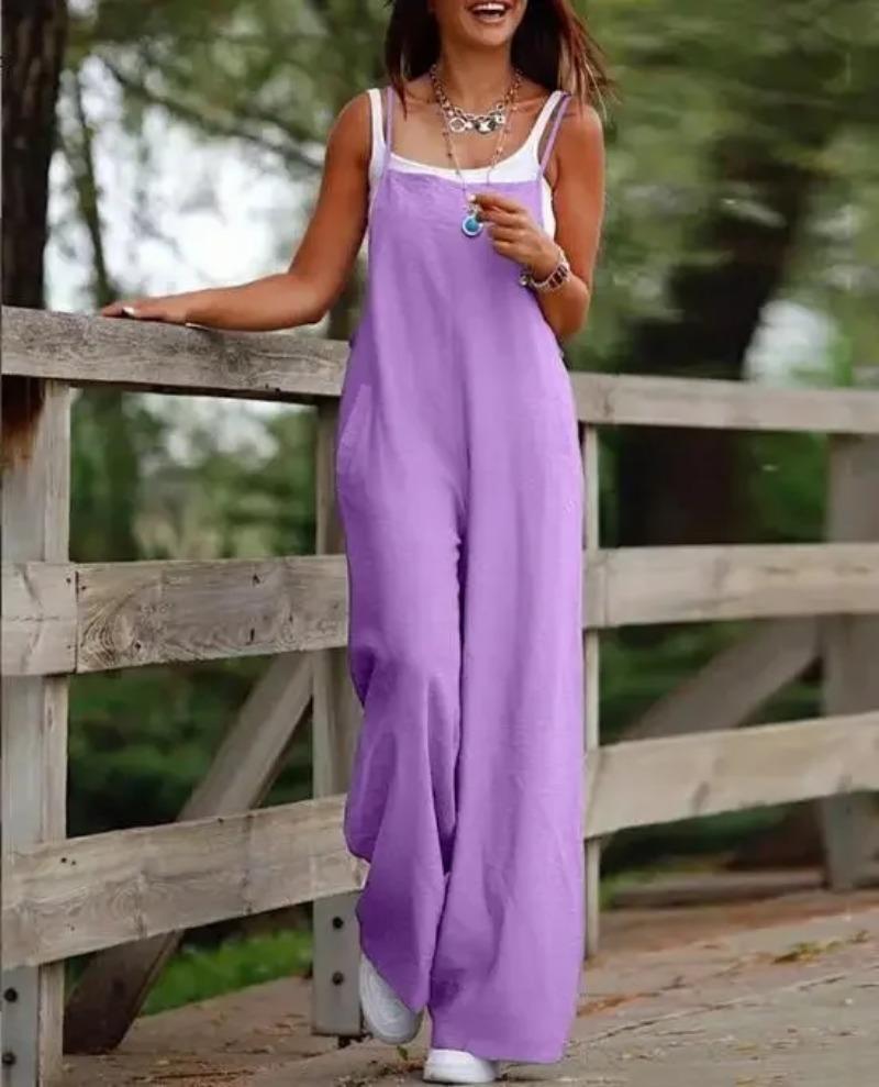 Product Introduction of Oversized S-5XL Women Loose Overalls Summer Fashion Female Sleeveless Wide Leg Pant Suits 3