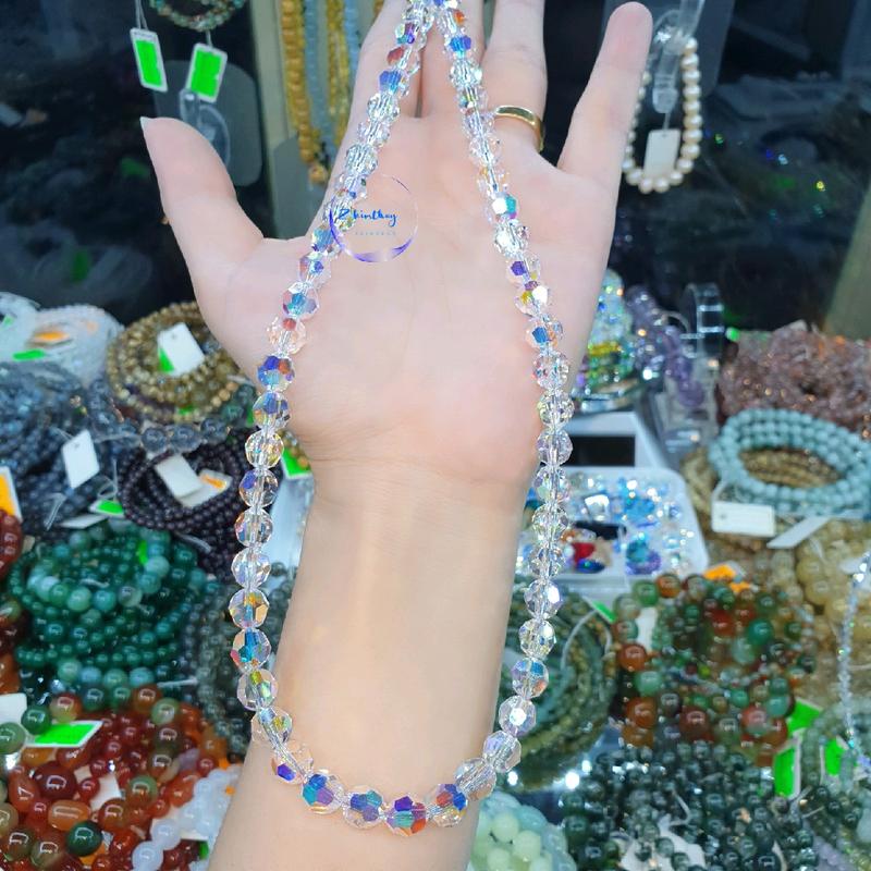 Vòng cổ pha lê Áo cao cấp hạt tròn giác lớn có 3 size hạt 6ly, 8ly, 10ly sáng đẹp sang choker 7