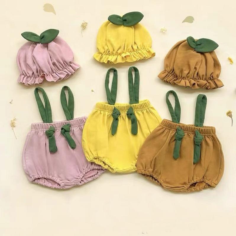   Quần Yếm + Áo + mũ  Bộ quần áo yếm trẻ em Sét yếm dễ thương điệu đà cho bé trai bé gái QUẦN YẾN DÂY XANH SLH225 