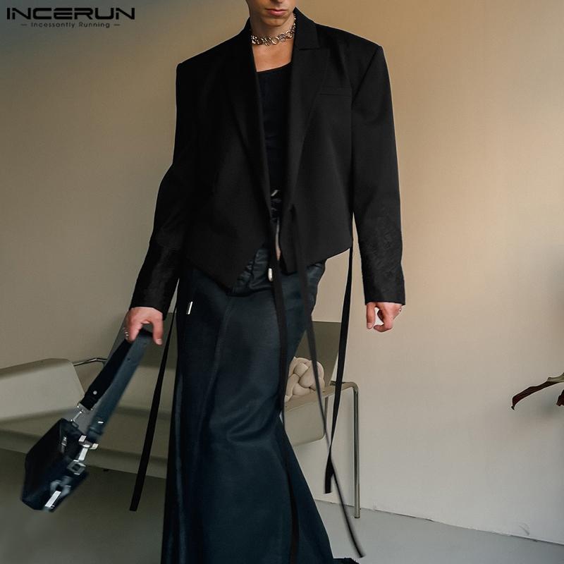 Áo Blazer Nam, Thiết Kế Cao Cấp Của INCERUN, May Nối Ren Ve Áo, Thời Trang, Dài Tay, Bộ Đồ Họa Tiết, Phong Cách Phương Tây 3