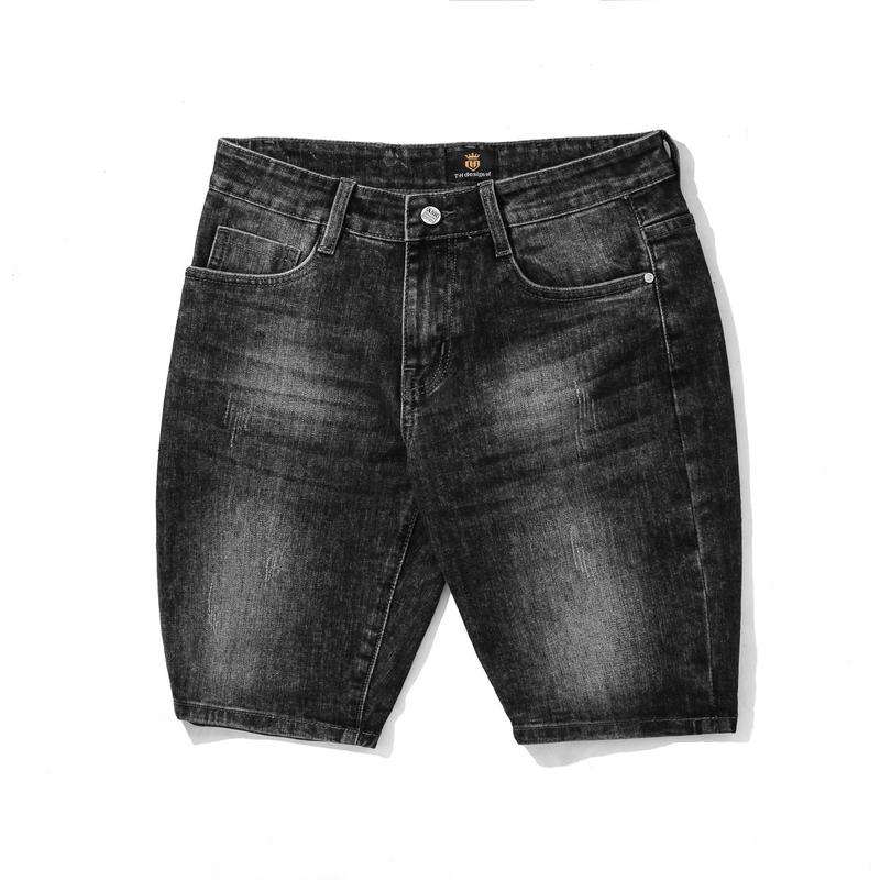 Quần short jean nam co giãn THFashion chất vải denim cao cấp mã TH1104 màu khói đậm size 28 29 30 31 32 33 35 36 Menswear Pants Có Túi