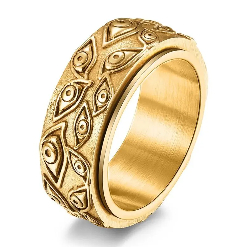 Hi Men's Rotatable Eye Ring of God Domineering Trendy Men's Cool Cool Niche Domineering Retro Eye Ring