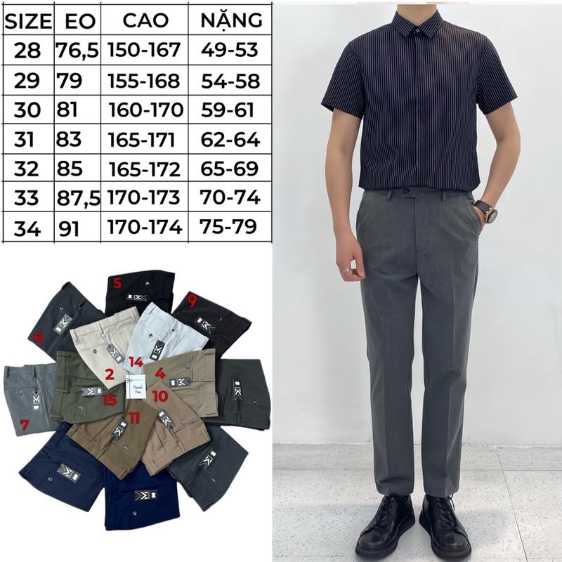 [Xả Kho] Quần âu ôm nhẹ dáng trẻ vải cotton co giãn quần tây nam hàn quốc slimcrop ống 17-18cm Kalino