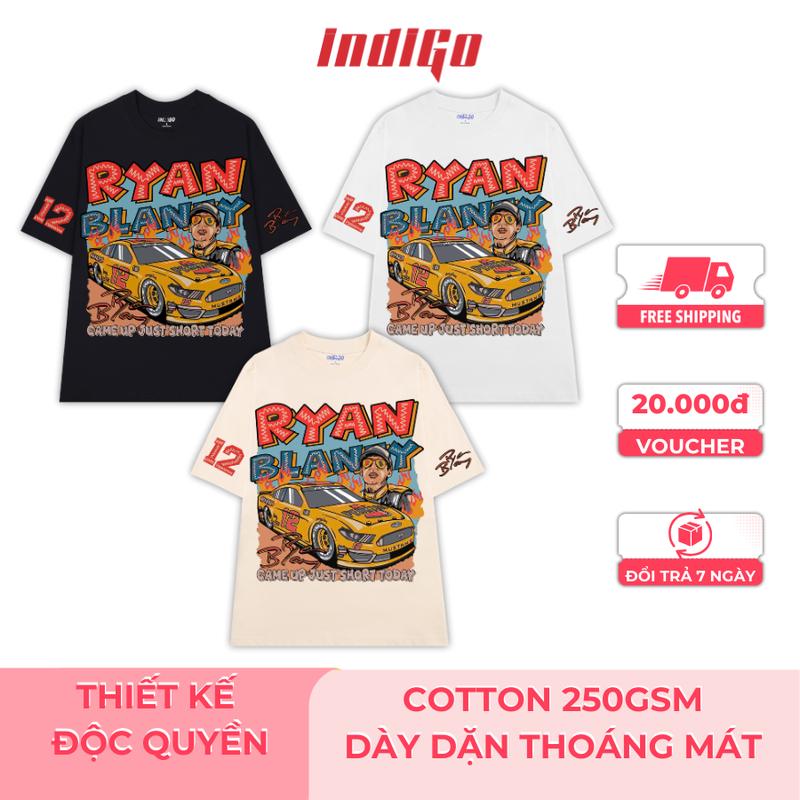 Áo thun unisex INDIGO RB chất liệu cotton 250gsm, áo phông nam nữ oversize cổ tròn TS014 Menswear Đen