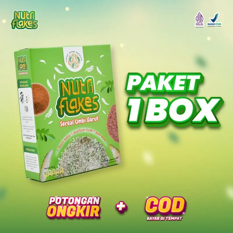SEREAL UMBI GARUT - PAKET 1 BOX NUTRIFLAKES Granola Kering Susu