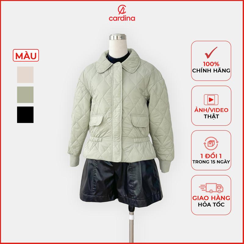 Áo khoác phao trần trám cổ sen bo tay 3PNF10 Nữ Women Top Voi Jacket Nhung