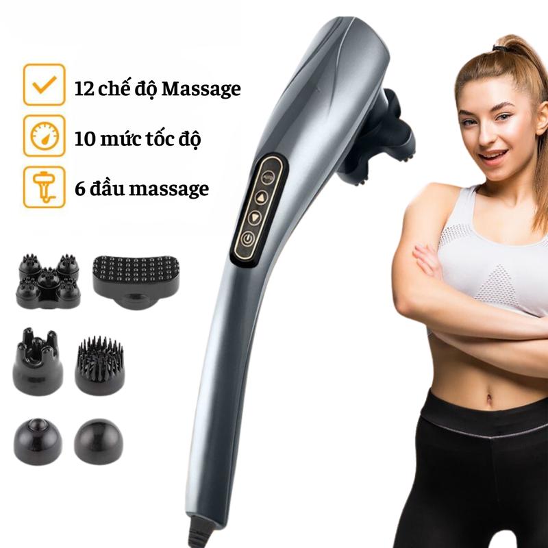 Máy massage cầm tay, máy đấm lưng cao cấp 6 đầu, pin sạc không dây siêu tiện lợi an toàn, bảo hành 6 tháng Bảo hành của nhà sản xuất