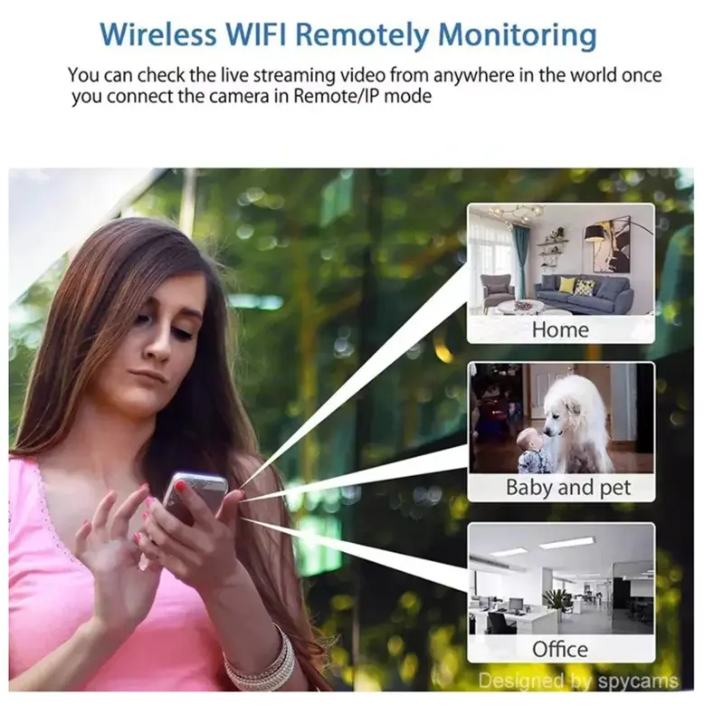 Camera CCTV, Kích thước nhỏ, Độ phân giải cao 1080p, Tầm nhìn ban đêm, Phát hiện chuyển động, Thích hợp cho trẻ em và trẻ em, Tương thích WiFi lắp trong nhà 4