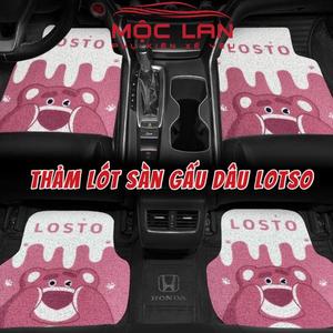 (GẤU DÂU LOTSO TLS05) Thảm Lót Sàn Ô Tô - Thảm Rối Lót Sàn Loại Dày Đế Nhựa Dẻo Có Gai Chống Trơn Trượt - Thảm hoạt hình Cao Su Nội Thất