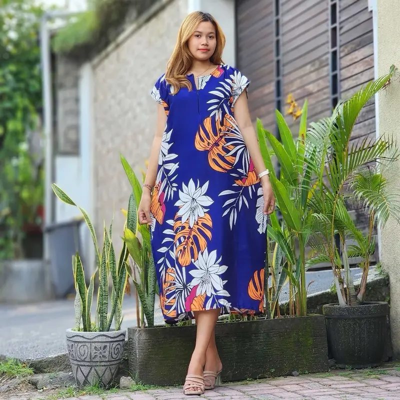 Daster bali jumbo busui ld 130 cm Musim panas Polos Bunga Bunga Bunga Bunga Bunga Katun Poliester Musim panas 4