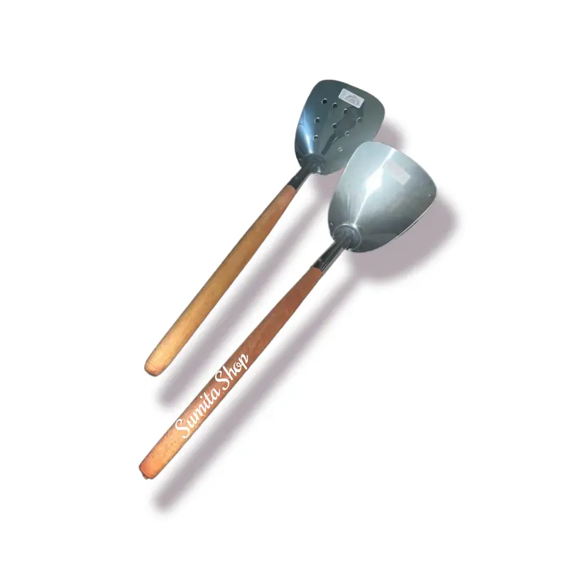 Sodet Jawa Kayu Polos dan Lubang Stainless Steel - Kitchenware Stenlis 1