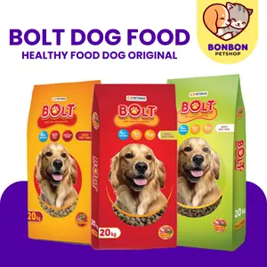 Bolt Dog Makanan Kering Anjing 1Kg Dry Food Repack Freshpack Bolt Bulat Segitiga Beef Lamb