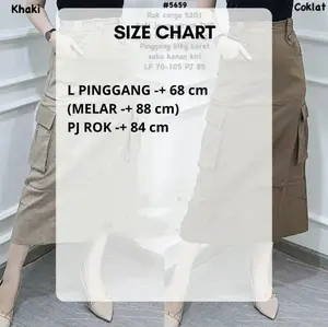ROP - Rok Cargo Skirt Panjang Wanita Bahan Twill Premium / Karet Pinggang Belakang