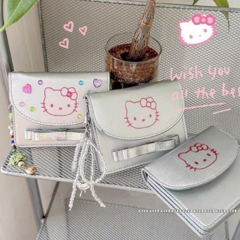 Ví Kitty, Phong Cách Hàn Quốc, Ngắn, Màu Bạc, Dễ Thương, Thích Hợp Cho Học Sinh, Thiết Kế Hoạt Hình Đơn Giản Và Tươi Mới, Ngăn Đựng Thẻ, Năm 2024 1