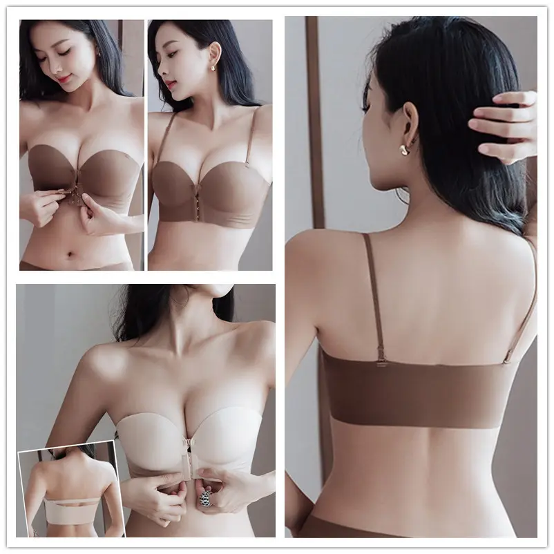Áo Ngực Nâng Ngực, Dây Đeo Có Thể Tháo Rời Dành Cho Nữ, Cúp Dày, Thiết Kế Nâng Ngực, Cài Cửa Trước, Đồ Lót, Thích Hợp Cho Ngực Nhỏ Chất Liệu Mềm Mại Và Không Dây, Đồ Lót Cho Bé Gái