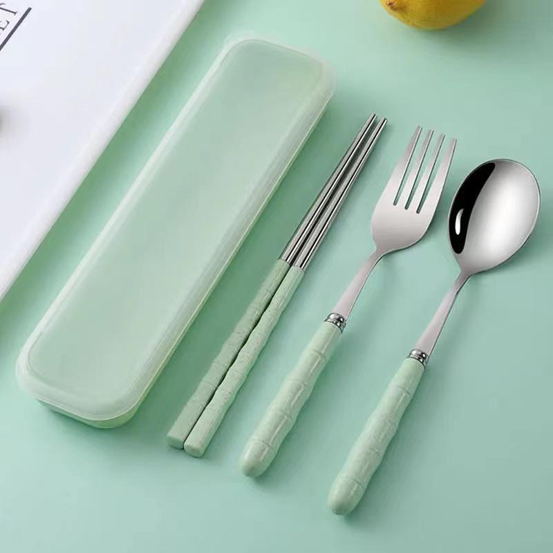 Bộ Đồ Ăn Cầm Tay Bộ Đũa, Thìa, Nĩa, Chất Liệu Thép Không Gỉ, Thích Hợp Cho Học Sinh Và Người Lớn, Lý Tưởng Cho Du Lịch, Căng Thẳng, Sử Dụng Tại Nhà 2