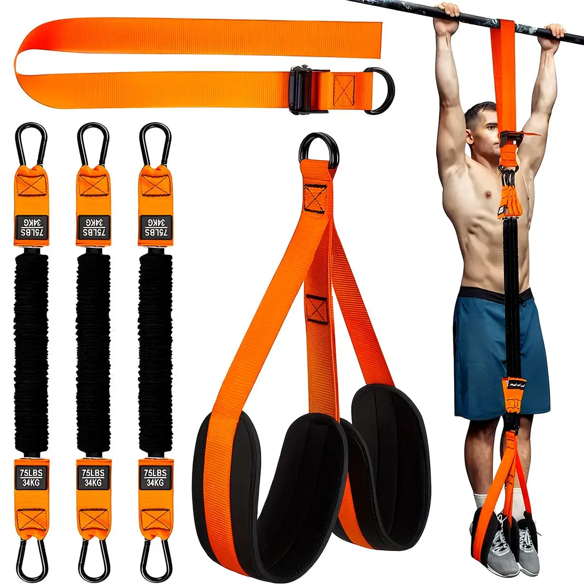 Pull Up Assistance Band, 5 Counts/set Adjustable Resistance Band for Pull Up, Comfortable Fabric, Feet/Knee Rest, Fitness Equipment for Home Gym