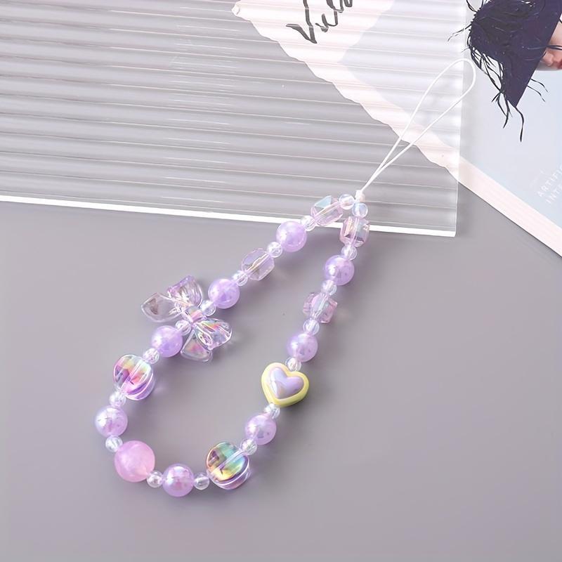 Product Introduction of Cute Bowknot Design Beaded Phone Chain, Fashionable Phone Lanyard, Anti-lost Phone Wristband, Phone Decorative Accessories for Women & Girls 4